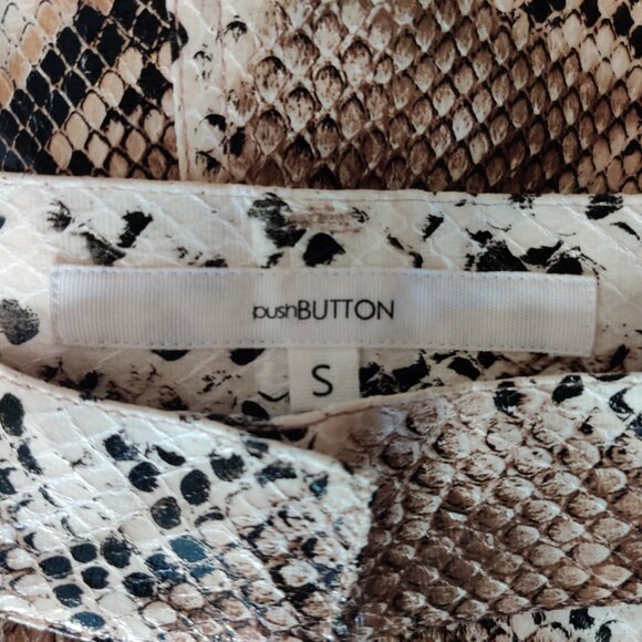 NWOT PushButton Taupe Beige Snakeskin Flared Asymmetrical Midi Skirt - Small - Picture 7 of 8